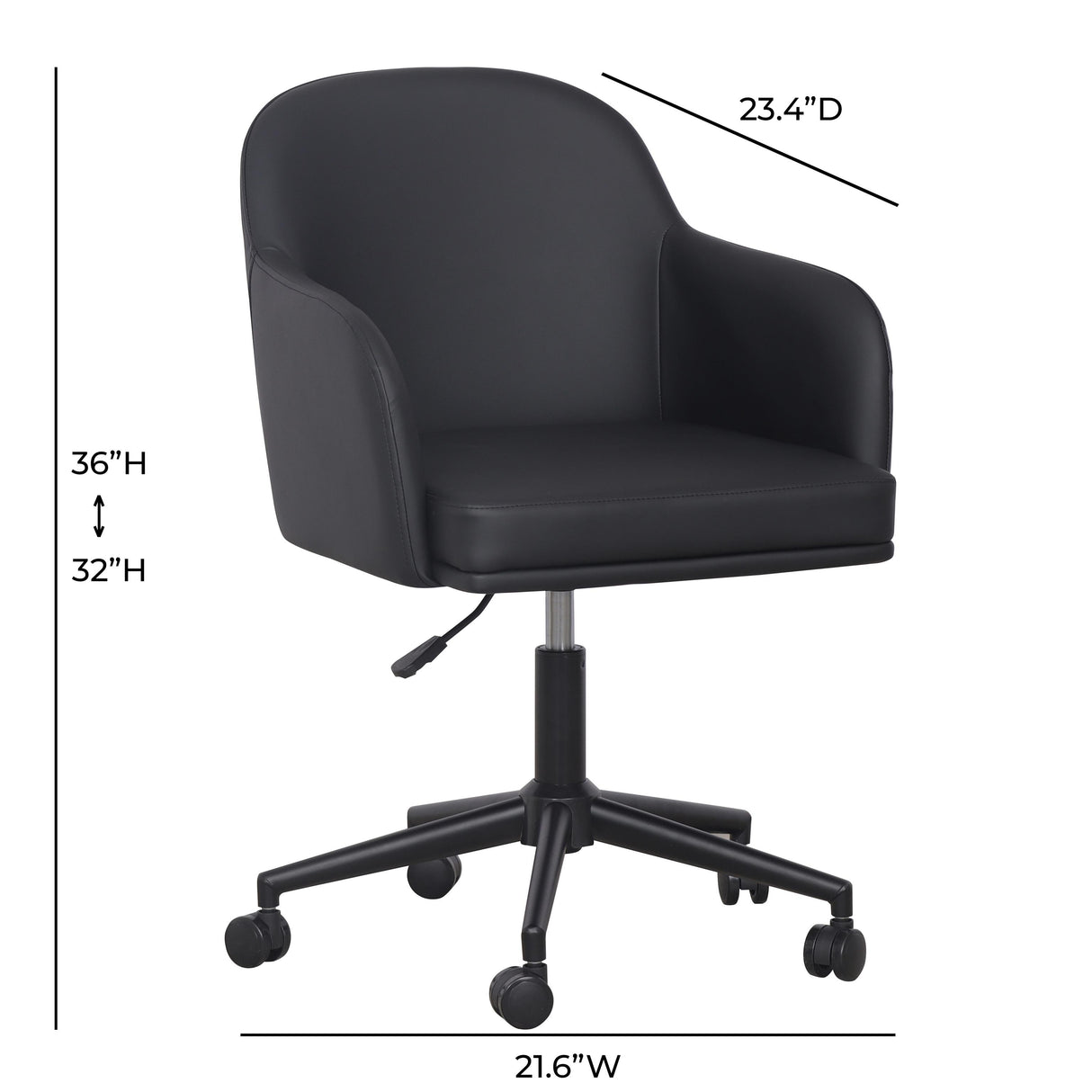 TOV Sydney Black Performance Vegan Leather Office Desk Chair