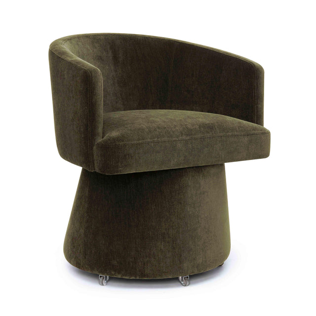 TOV Kristen Moss Olive Green Upcycled Chenille Rolling Desk Chair