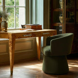 TOV Kristen Moss Olive Green Upcycled Chenille Rolling Desk Chair
