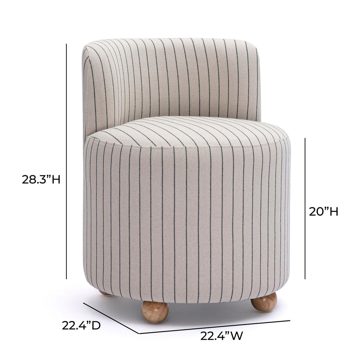 TOV Hakuna Black and White Striped Linen Desk Chair