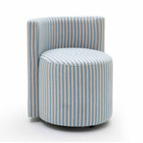 TOV Alyssa Blue Striped Linen Rolling Desk Chair