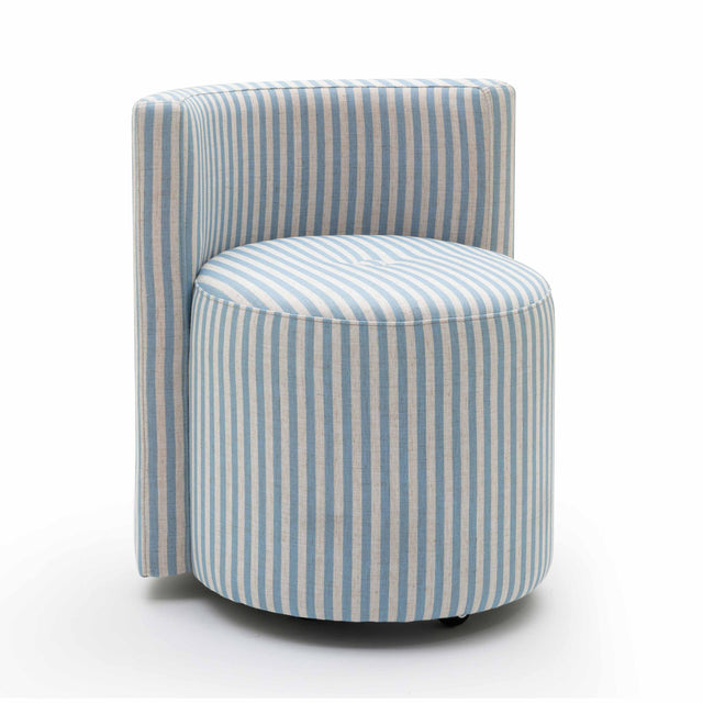 TOV Alyssa Blue Striped Linen Rolling Desk Chair