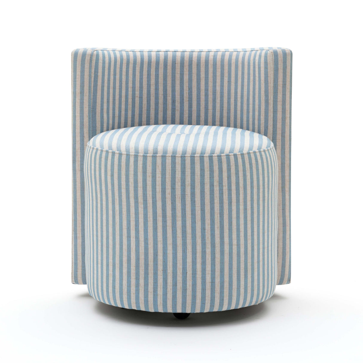 TOV Alyssa Blue Striped Linen Rolling Desk Chair