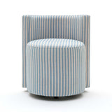 TOV Alyssa Blue Striped Linen Rolling Desk Chair