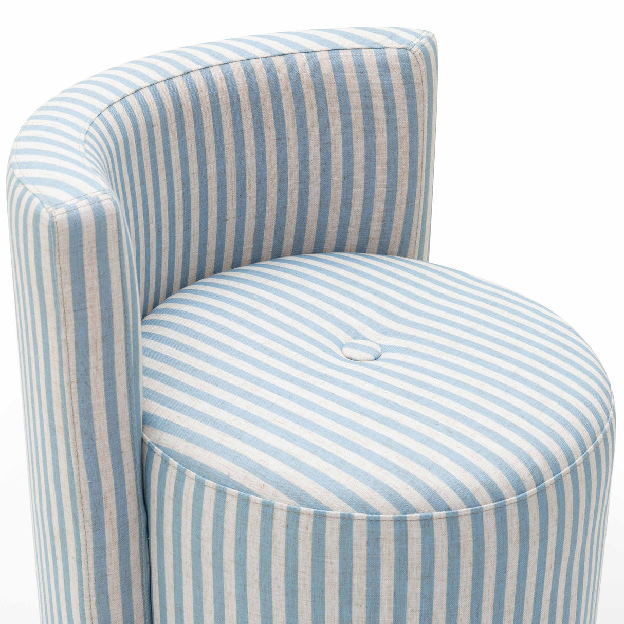 TOV Alyssa Blue Striped Linen Rolling Desk Chair
