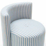 TOV Alyssa Blue Striped Linen Rolling Desk Chair