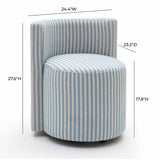 TOV Alyssa Blue Striped Linen Rolling Desk Chair