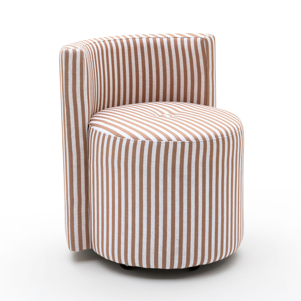 TOV Alyssa Brown Striped Linen Rolling Desk Chair