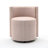 TOV Alyssa Brown Striped Linen Rolling Desk Chair