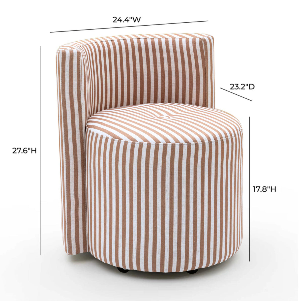 TOV Alyssa Brown Striped Linen Rolling Desk Chair