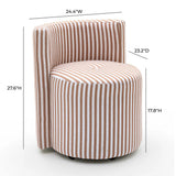 TOV Alyssa Brown Striped Linen Rolling Desk Chair