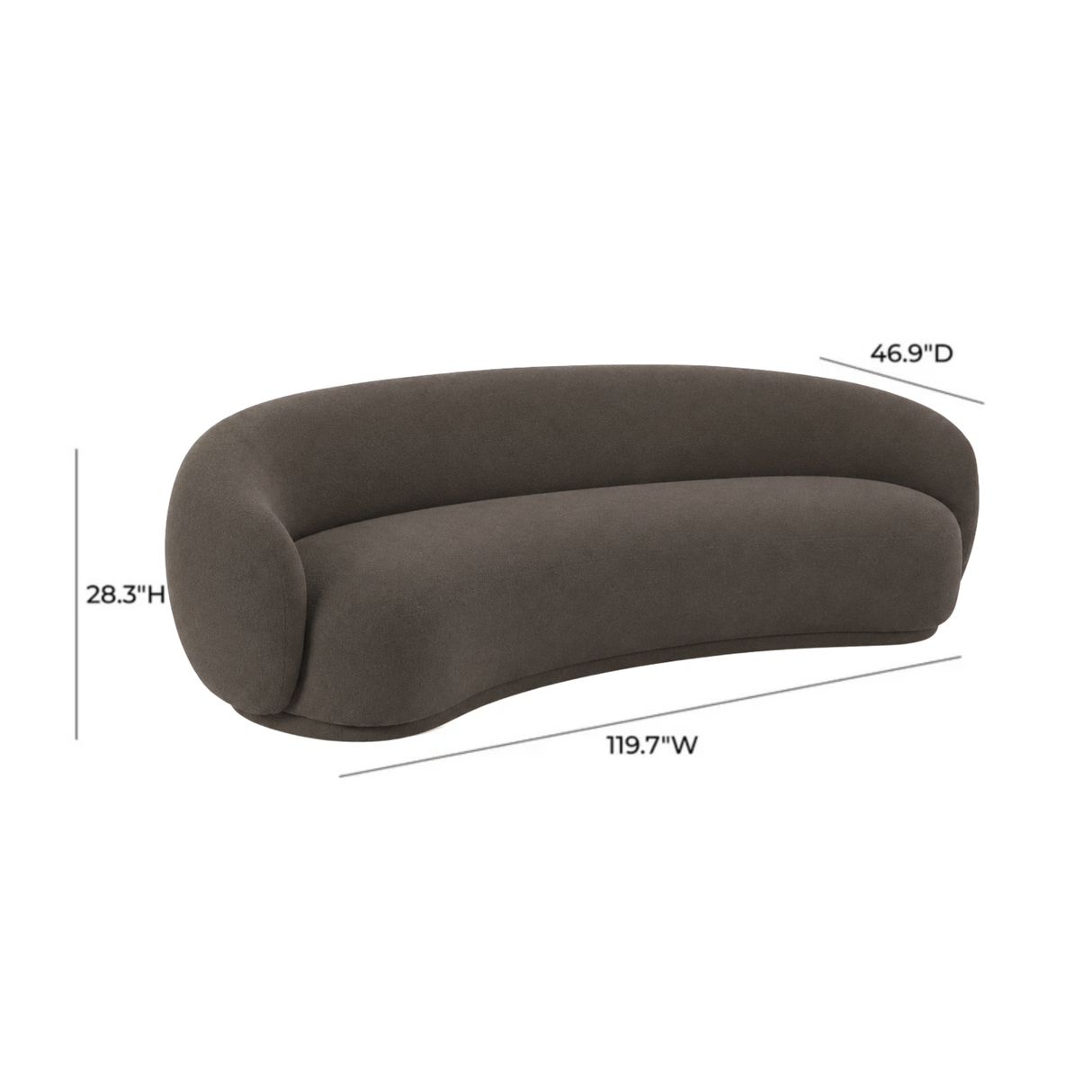 TOV Kendall 120" Java Brown Textured Chenille Sofa