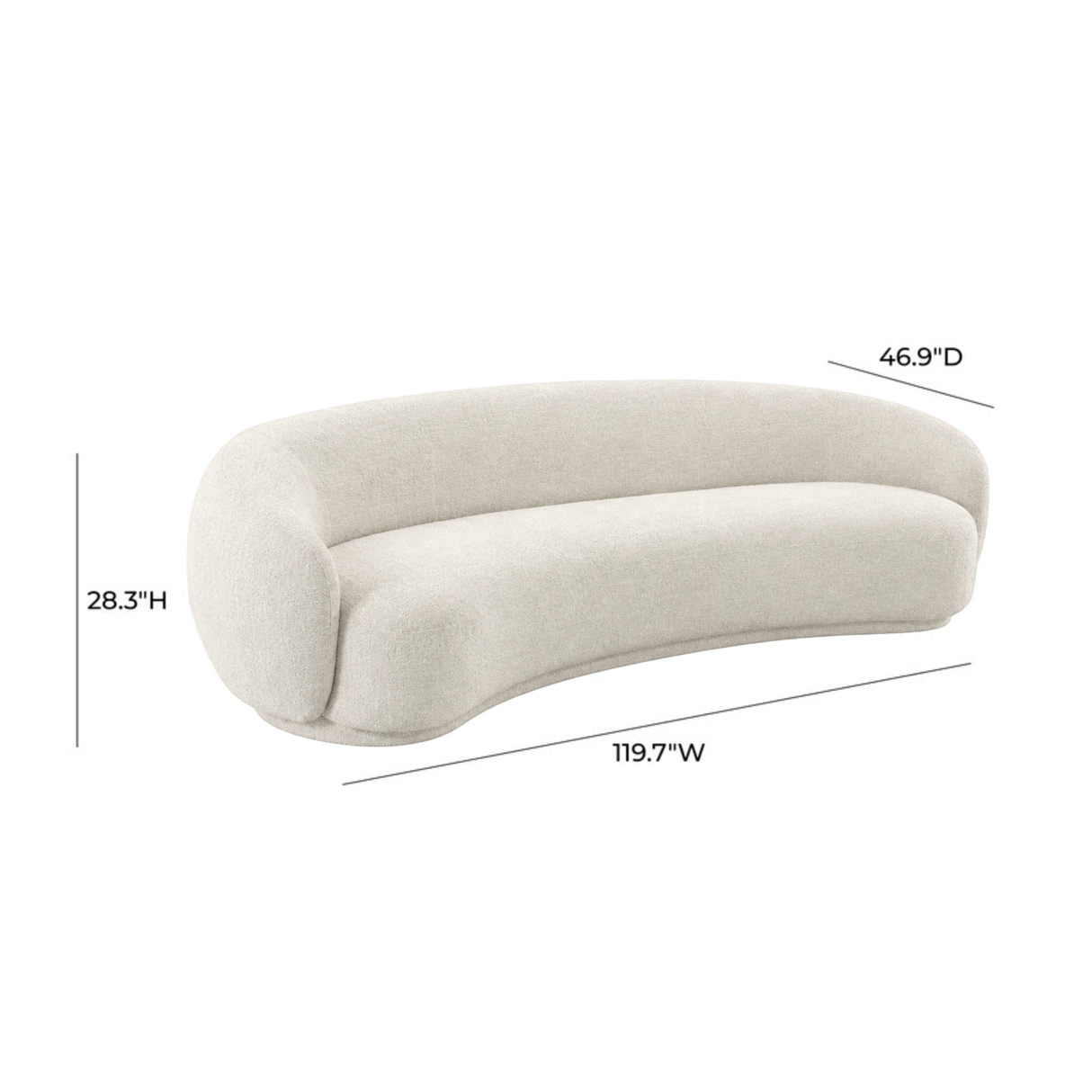 TOV Kendall 120" Sand 2-Tone Chenille Sofa