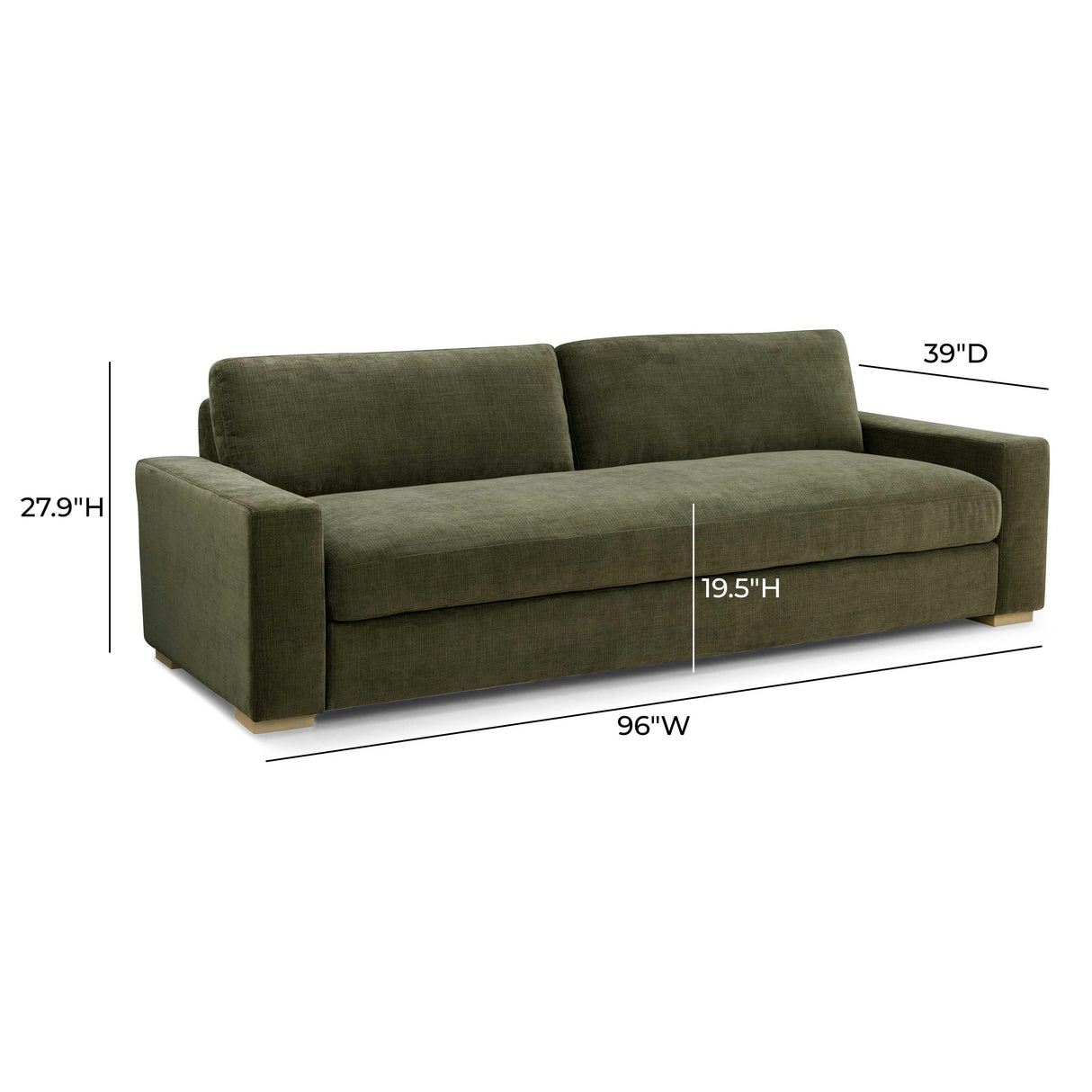 TOV Beckham 96" Olive Green Upcycled Chenille Sofa