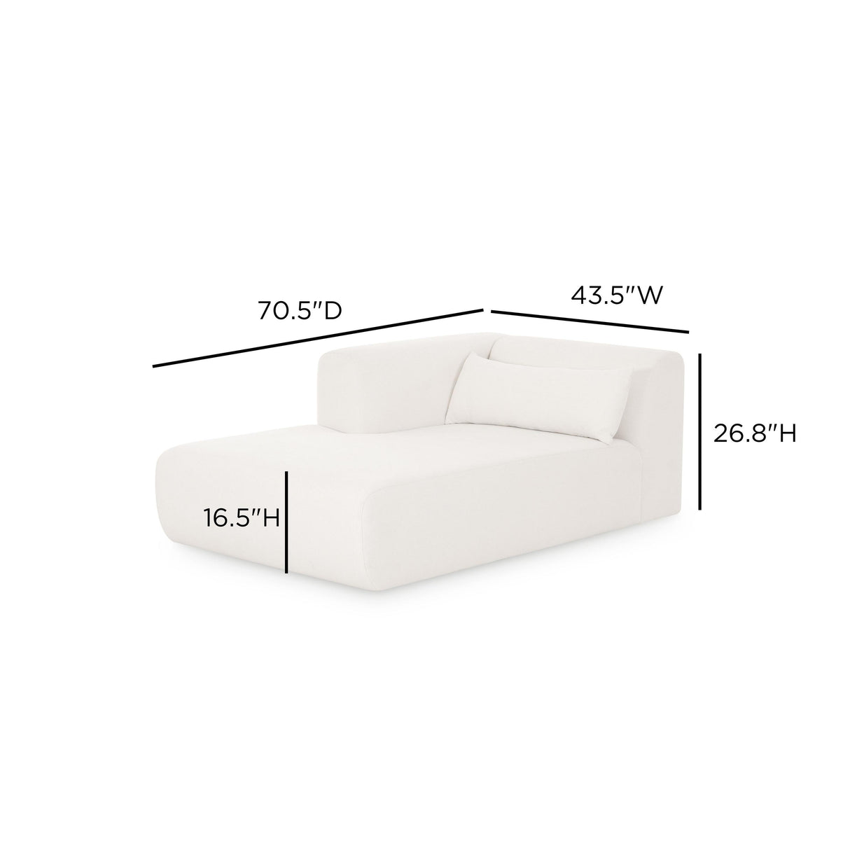 TOV Tarra Cream Chenille Modular LAF Chaise