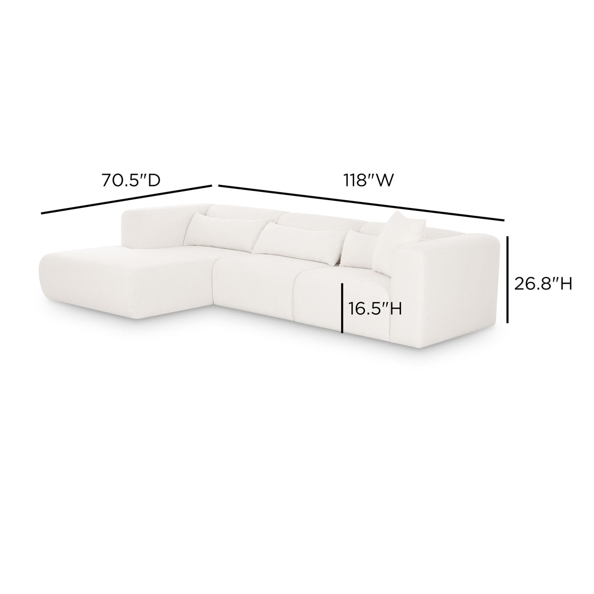 TOV Tarra Cream Chenille Modular LAF Sectional