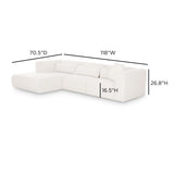 TOV Tarra Cream Chenille Modular LAF Sectional