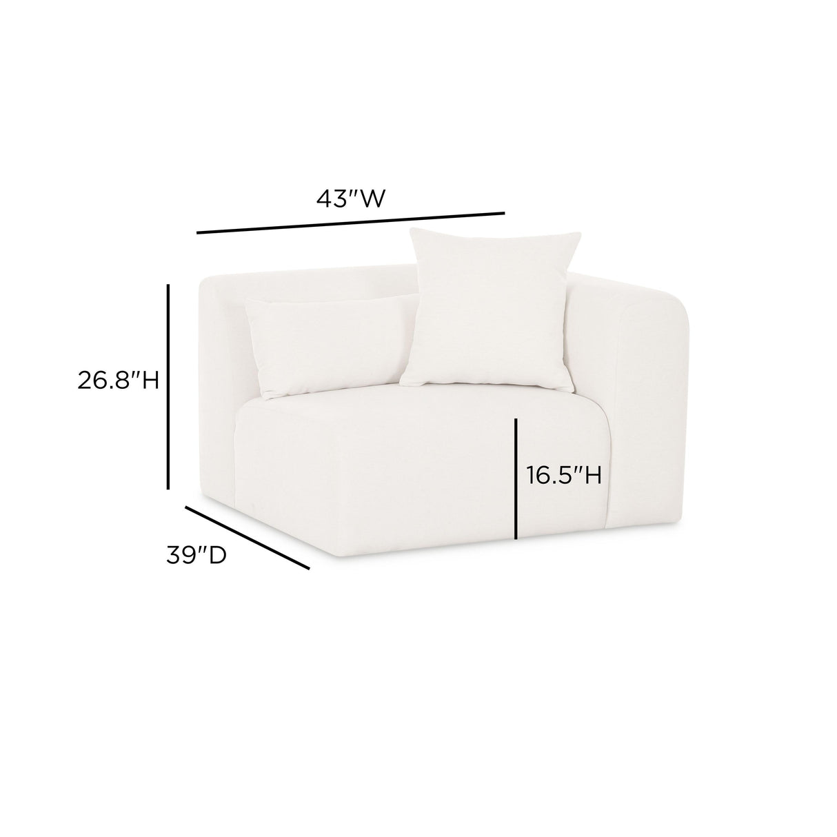 TOV Tarra Cream Chenille Modular RAF Corner Chair