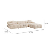TOV Calliope Cream Performance Velvet 4-piece Modular Sectional