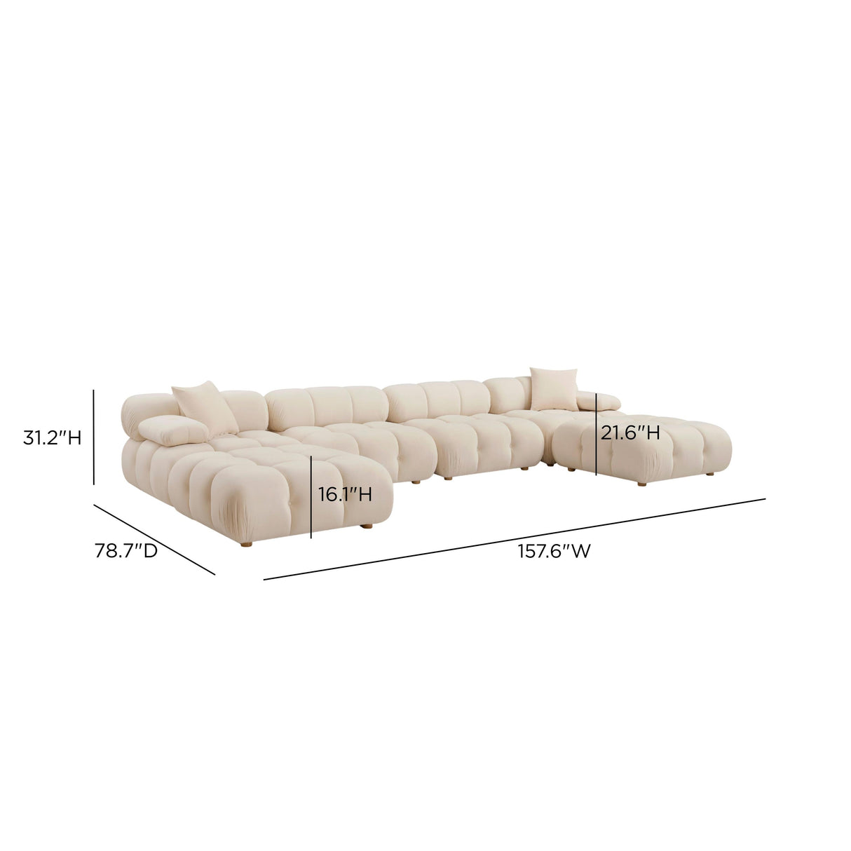 TOV Calliope Cream Performance Velvet 6-piece Modular U-Sectional