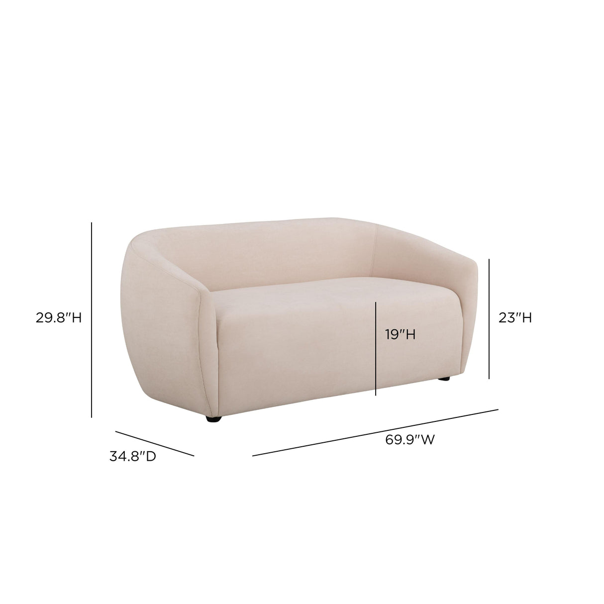 TOV Jordan Blush Pink Textured Velvet Loveseat
