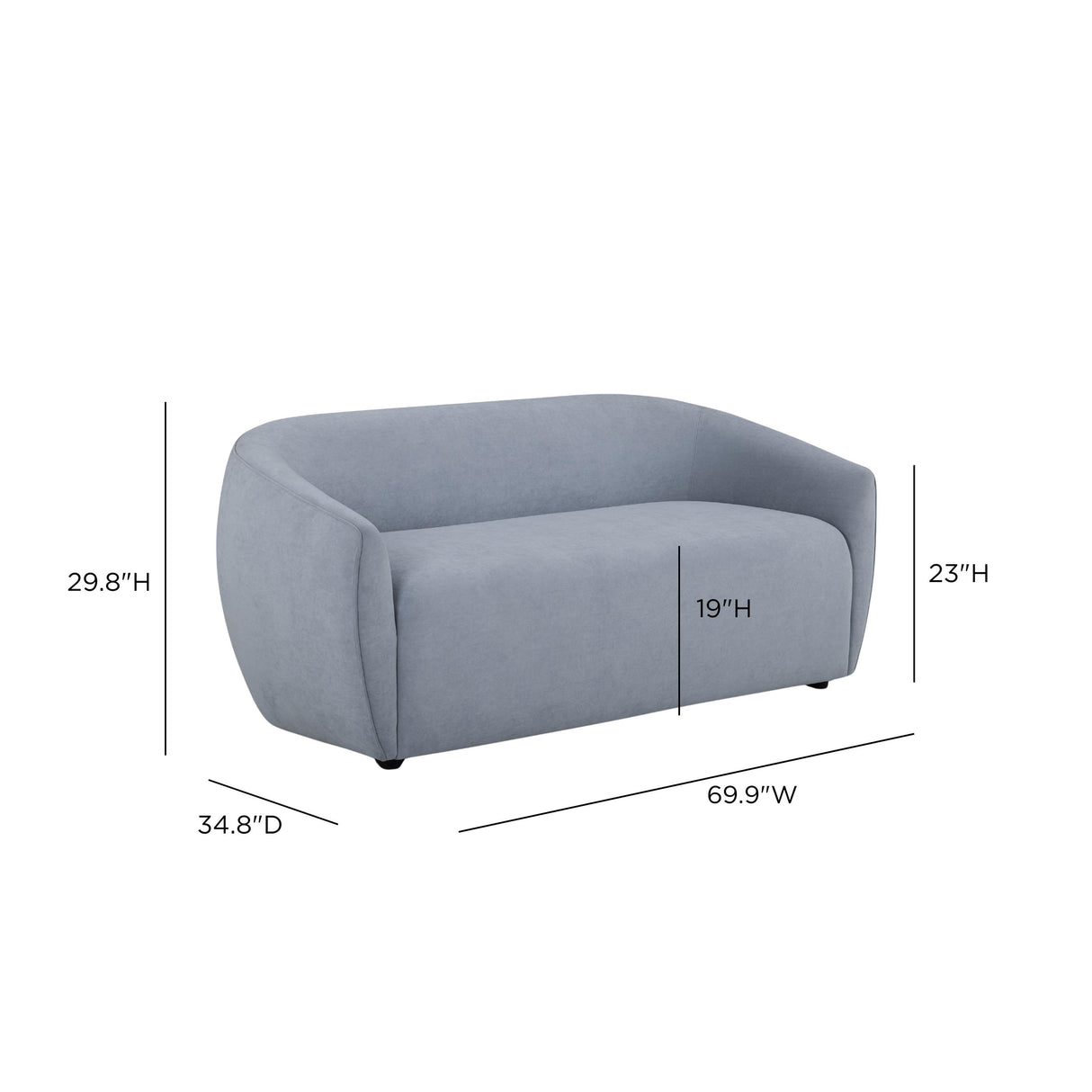 TOV Jordan Baby Blue Textured Velvet Loveseat