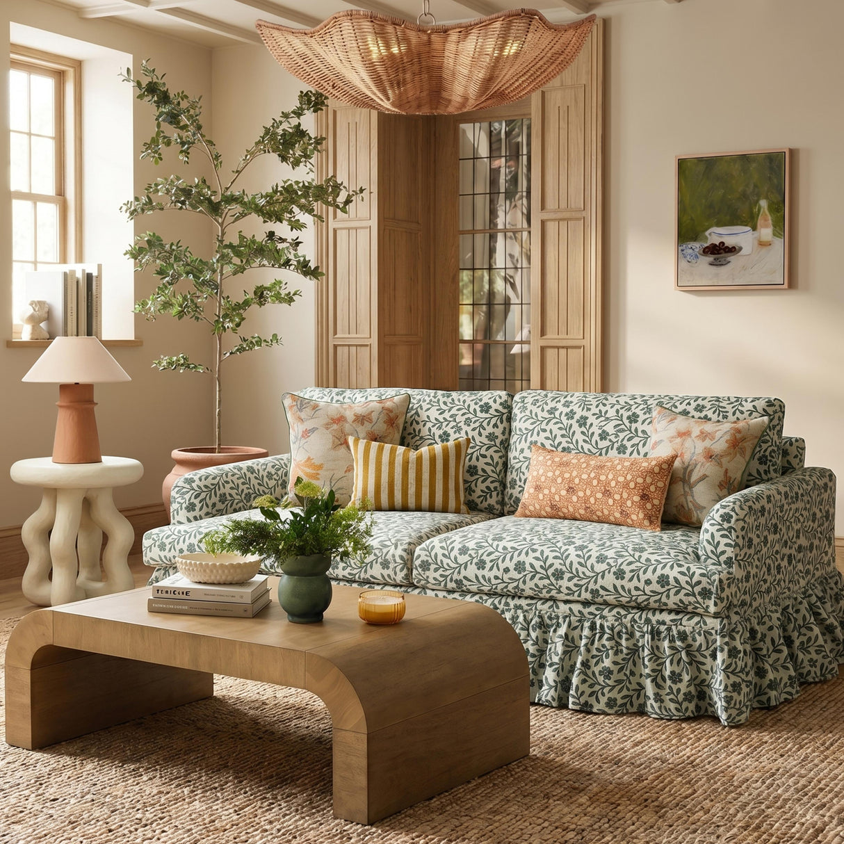 TOV Gertrude Floral Linen Weave Sofa