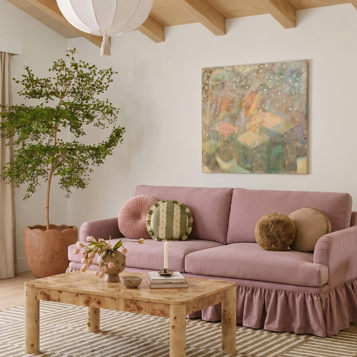 TOV Gertrude Mauve Upcycled Fabric Sofa