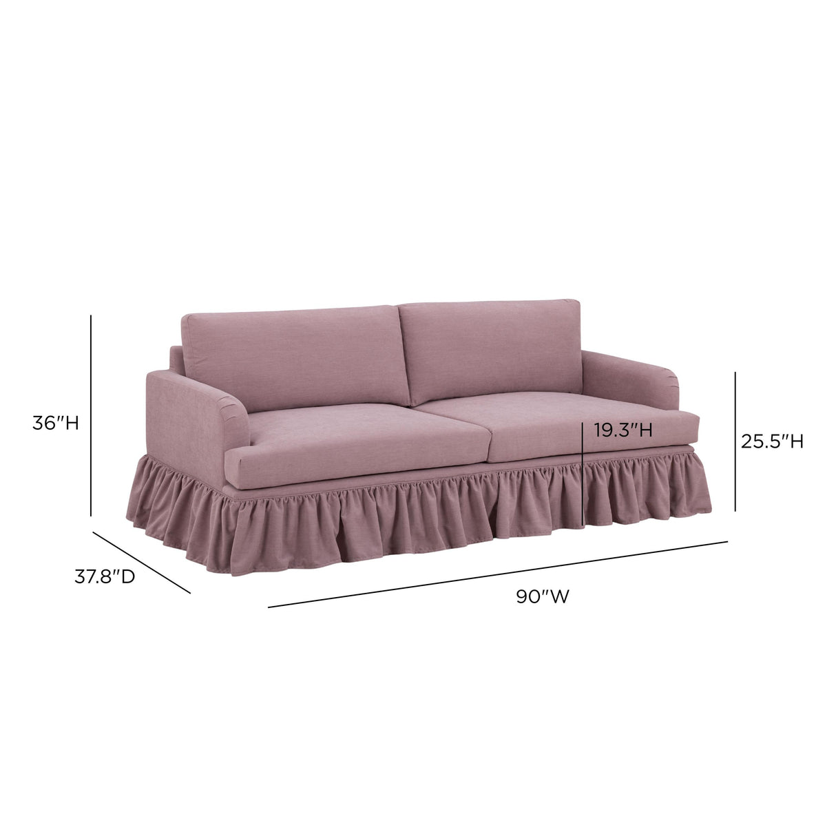 TOV Gertrude Mauve Upcycled Fabric Sofa