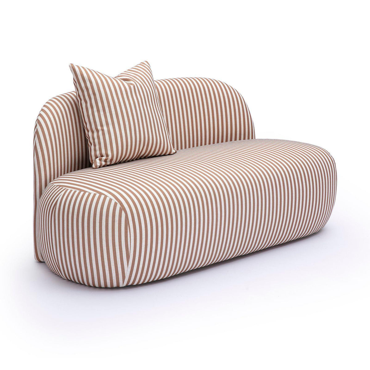 TOV Carraway Brown Striped Linen Loveseat