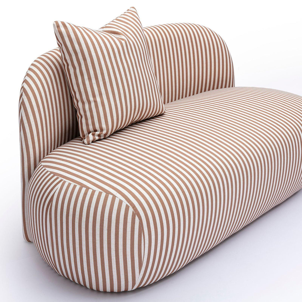 TOV Carraway Brown Striped Linen Loveseat