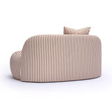 TOV Carraway Brown Striped Linen Loveseat