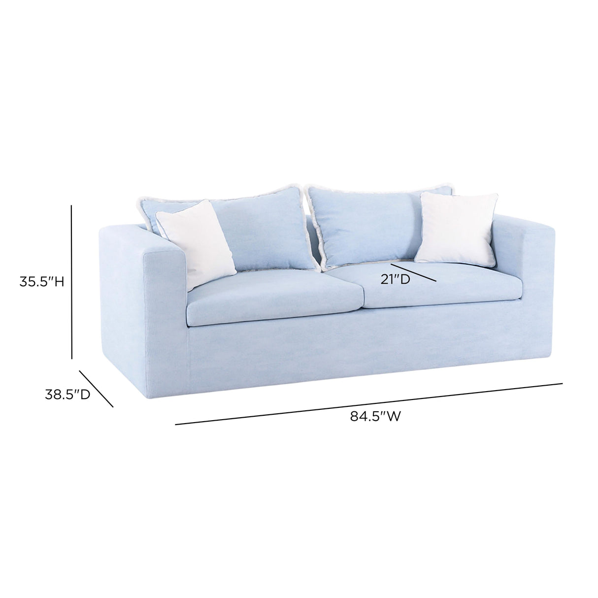 TOV Salty Light Blue Performance Petite Boucle Outdoor Sofa