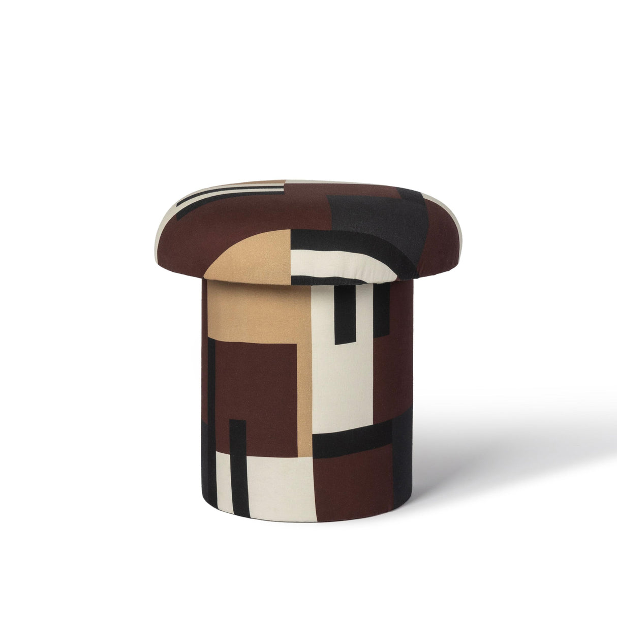 TOV Lucy Mud Brown Abstract Print Mushroom Stool