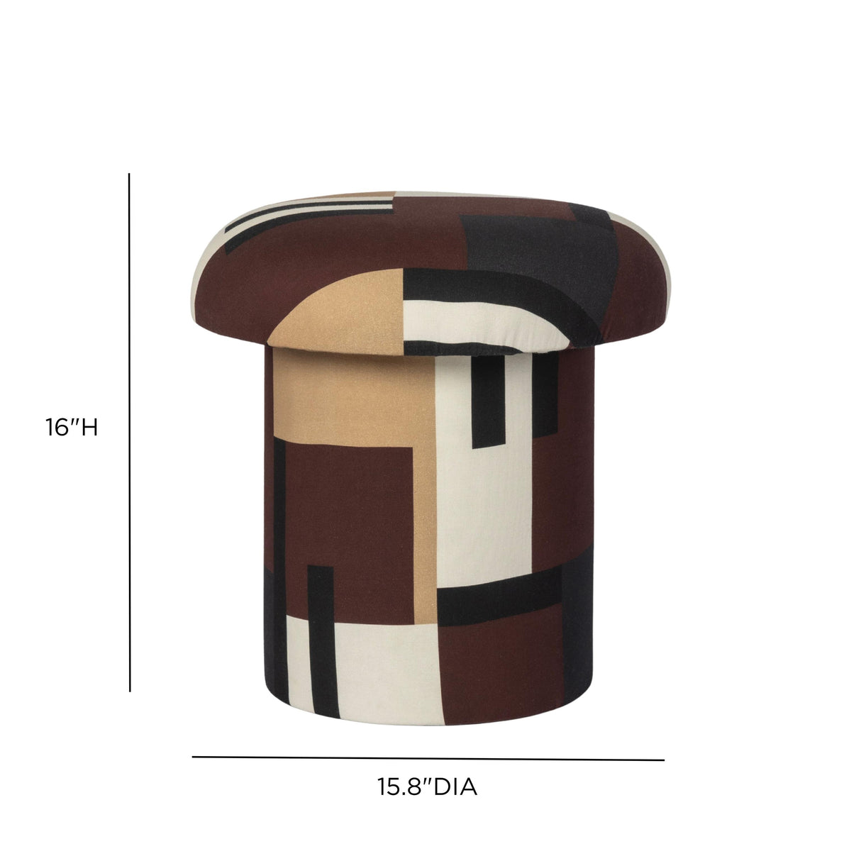 TOV Lucy Mud Brown Abstract Print Mushroom Stool