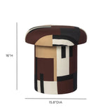 TOV Lucy Mud Brown Abstract Print Mushroom Stool