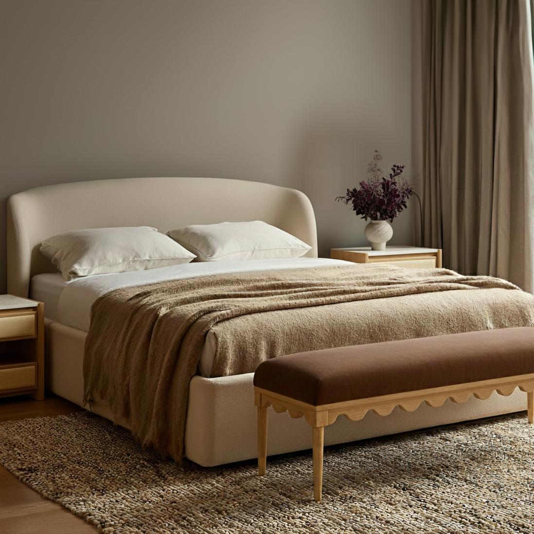 TOV Oodle Bronze Vegan Mohair Bench