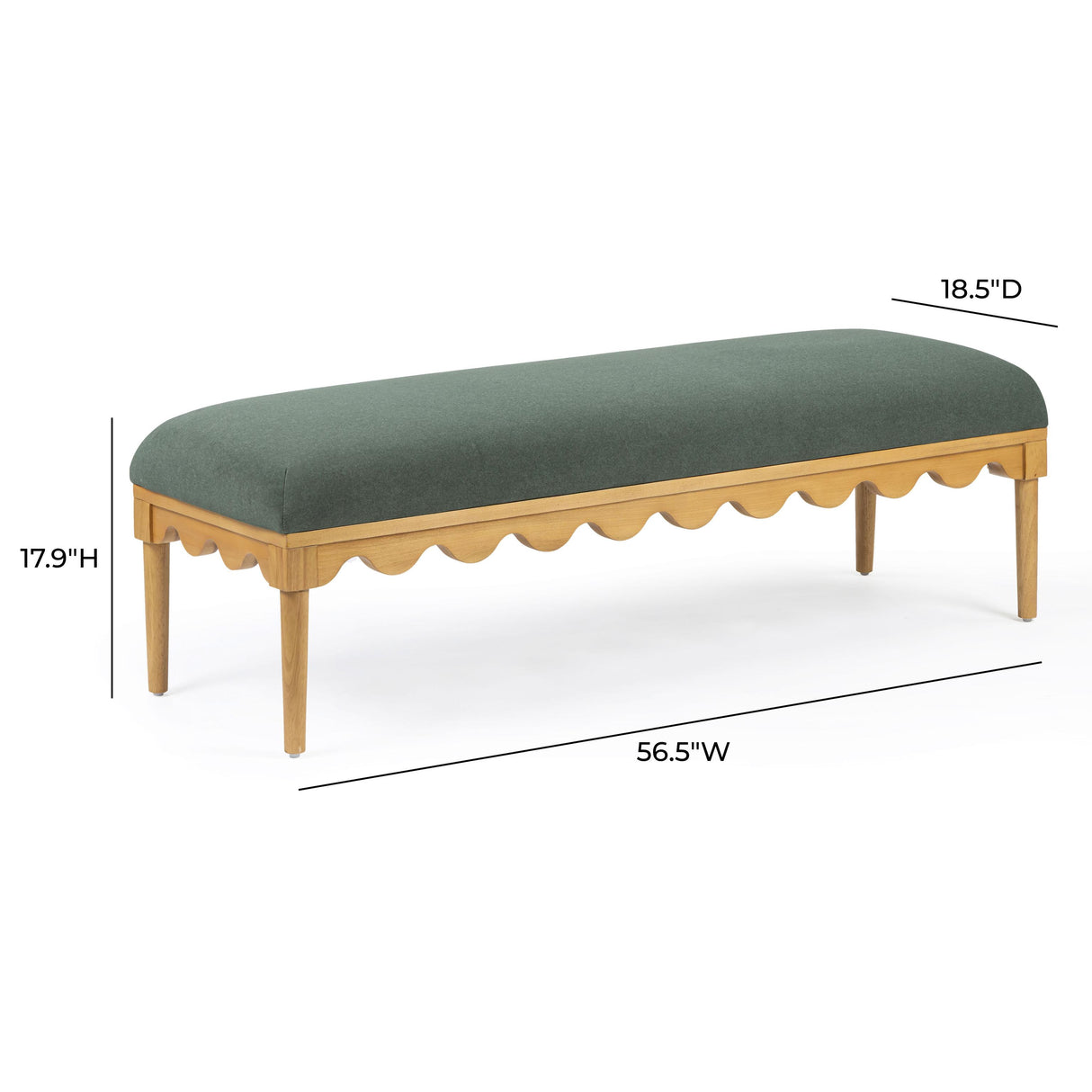 TOV Oodle Green Vegan Mohair Bench