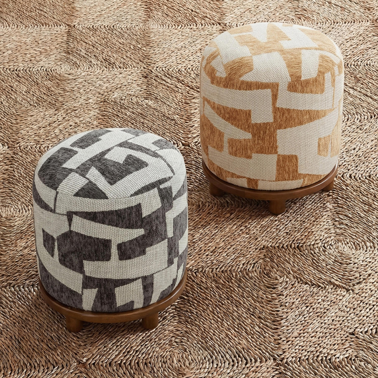 TOV Bisou Black Jacquard Ottoman