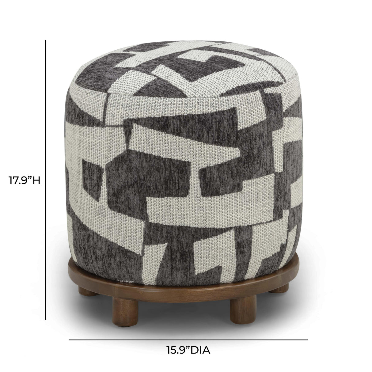 TOV Bisou Black Jacquard Ottoman