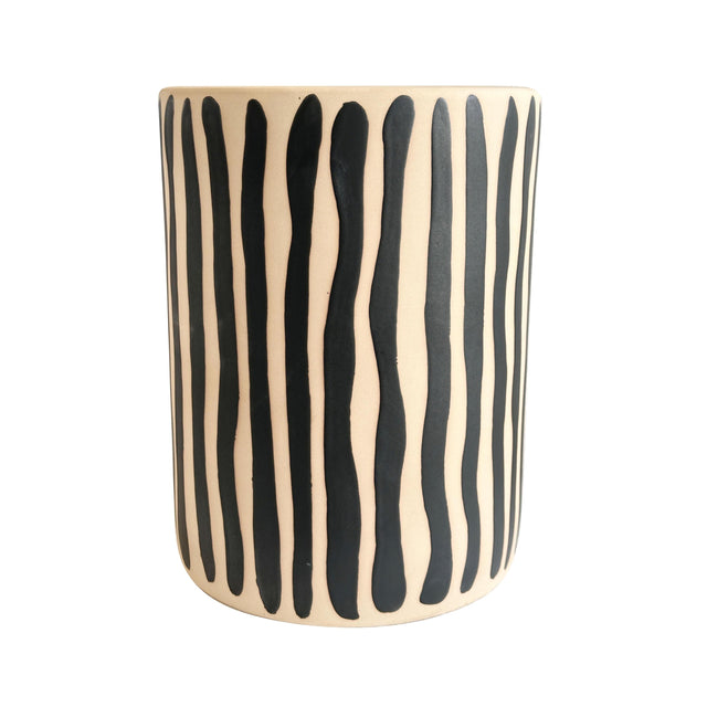 TOV Tempest Ceramic Table in Black Stripes