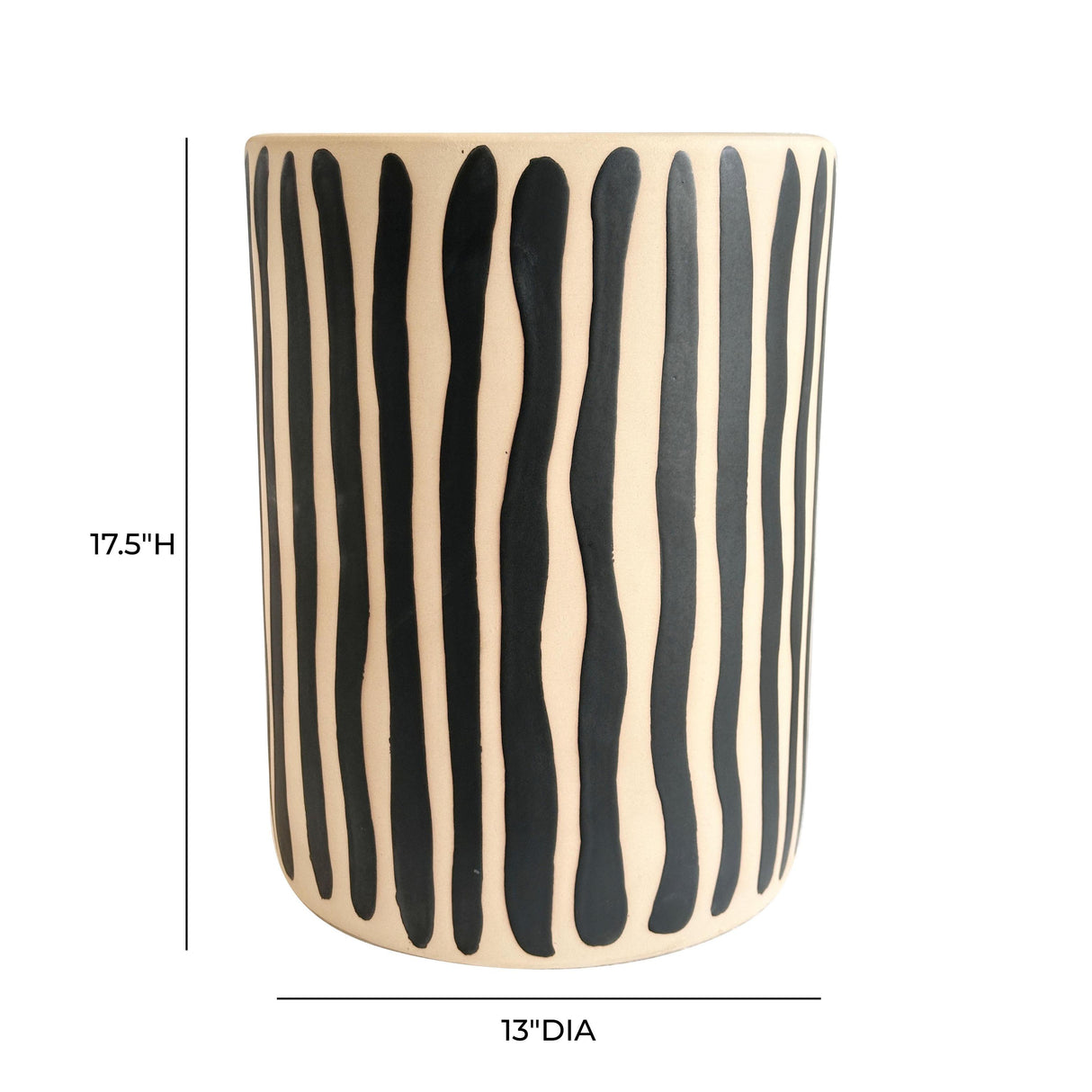 TOV Tempest Ceramic Table in Black Stripes