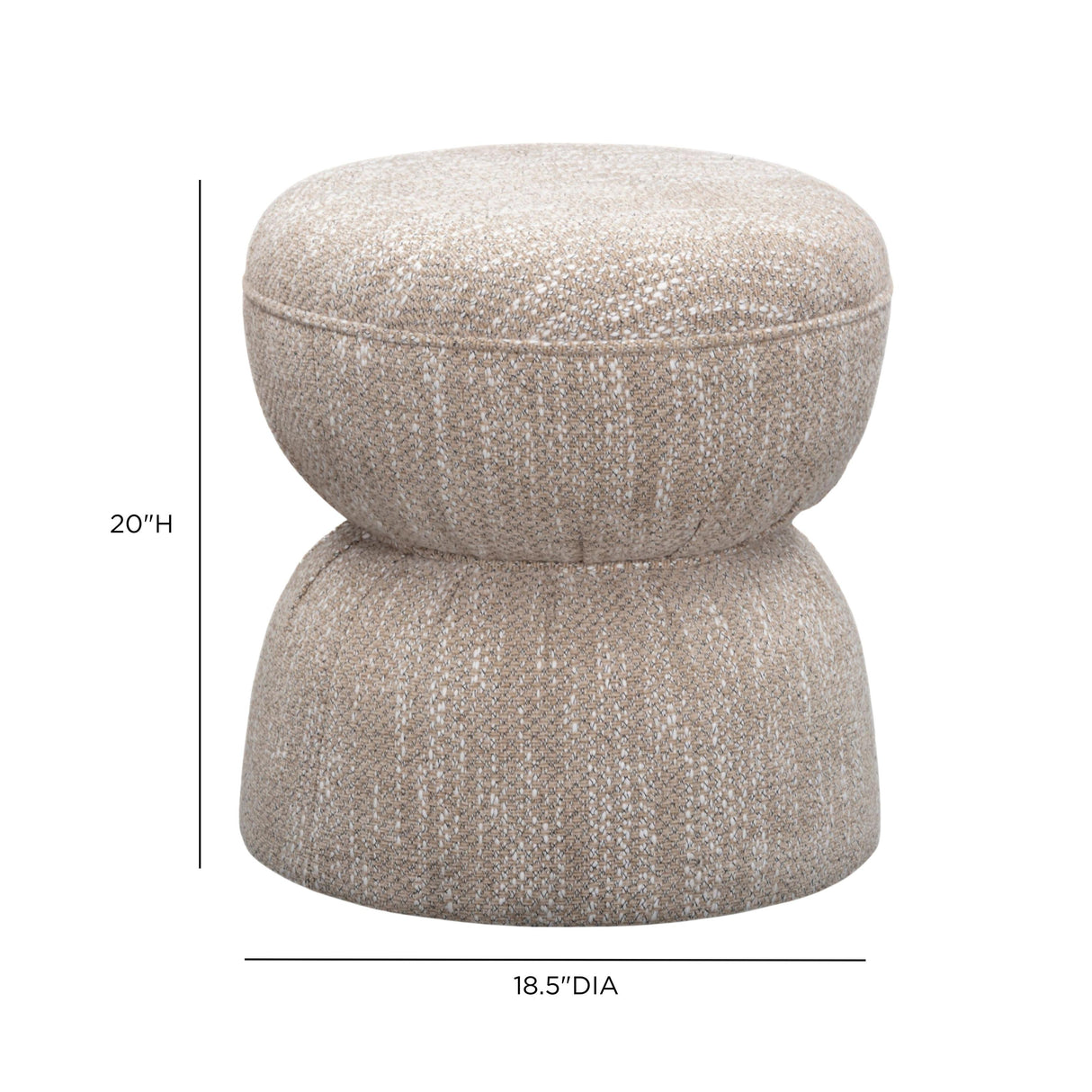 TOV Tomlin Beige Gaming Ruched Ottoman
