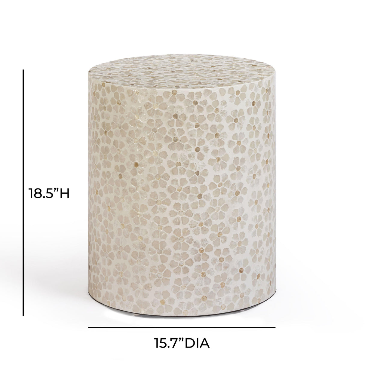 TOV Lorna Stool in Pearl Petal Capiz Shell Motif