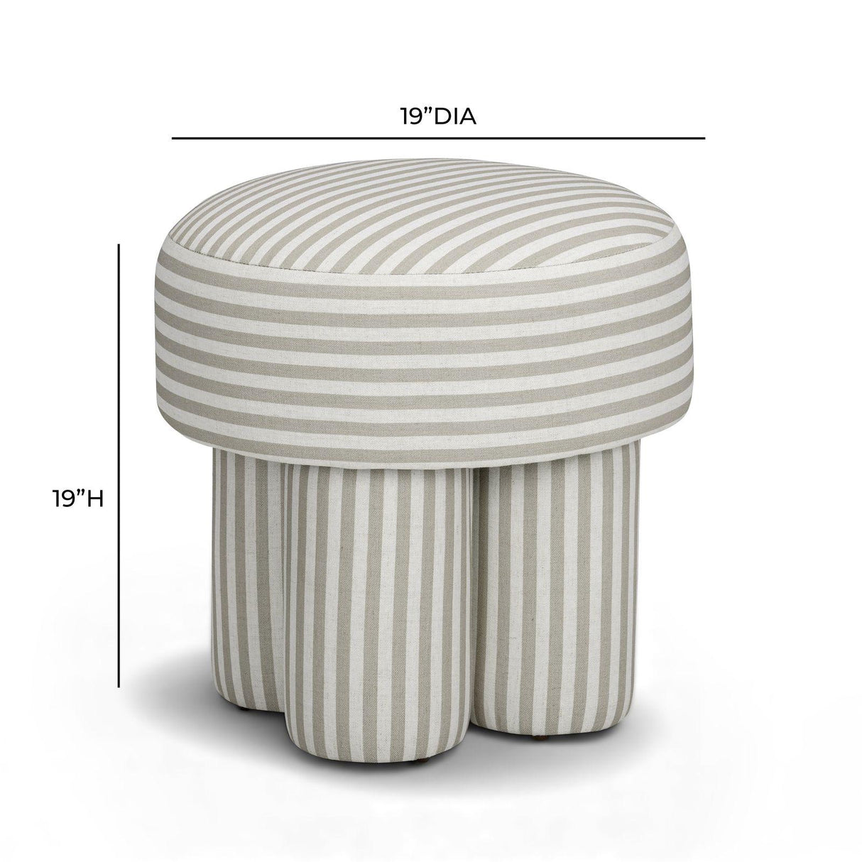 TOV Masha Khaki Striped Linen Stool