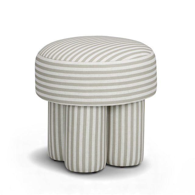 TOV Masha Khaki Striped Linen Stool