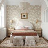 TOV Gertrude Striped Khaki Linen Ottoman