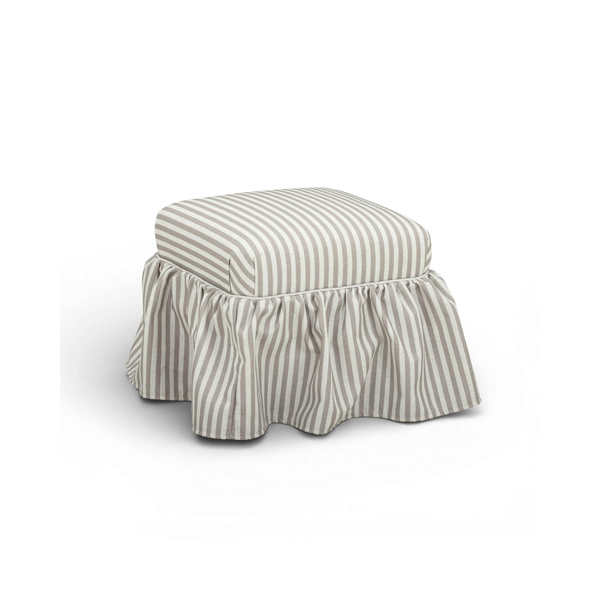 TOV Gertrude Striped Khaki Linen Ottoman