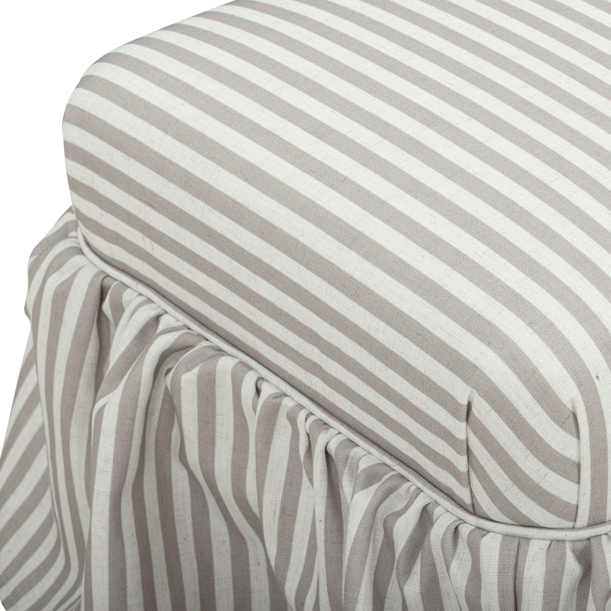 TOV Gertrude Striped Khaki Linen Ottoman
