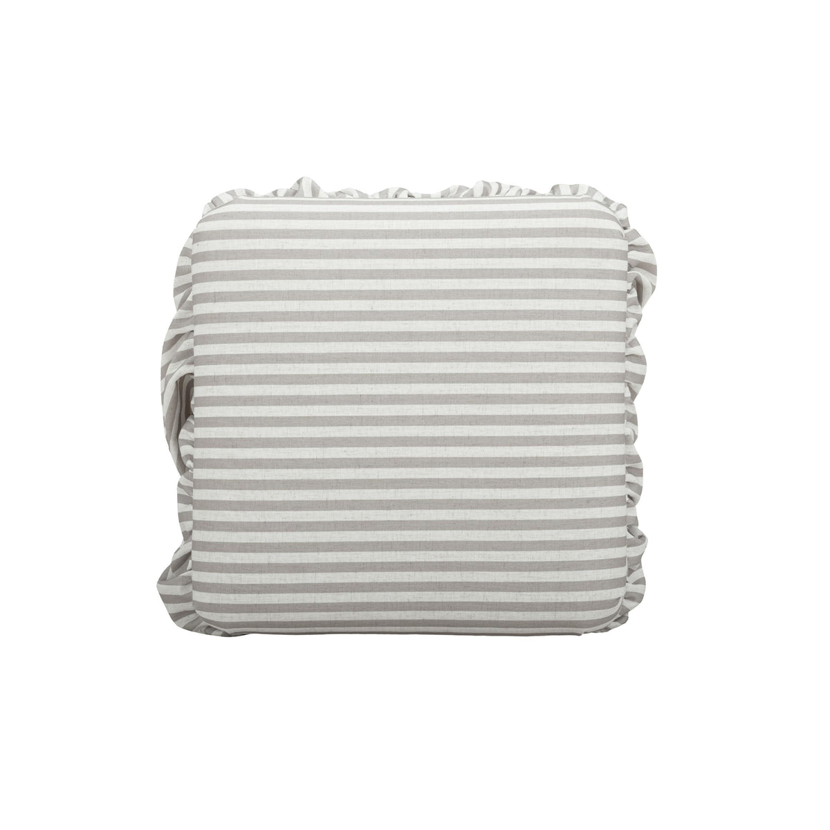 TOV Gertrude Striped Khaki Linen Ottoman